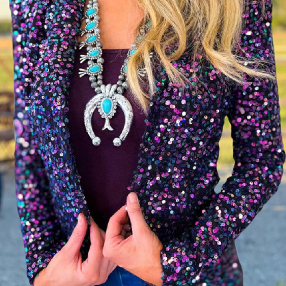 Pink and Blue Sequin Blazer